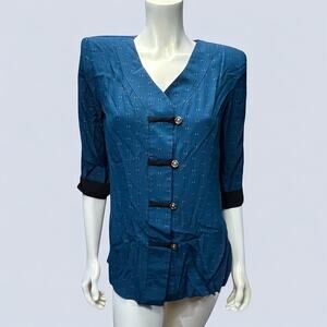 Reina Industries 90s Green and Black Blazer Jacket Size 8P, Excellent Condition